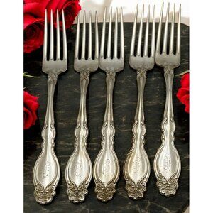Vintage Holmes & Edwards Salad Forks Set of 5 Chalon Chatsworth Monogrammed